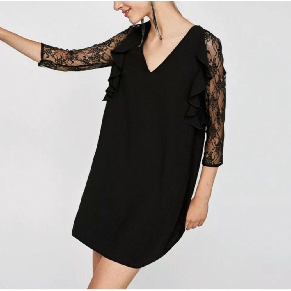 ZARA Lace Mini Dress Size Small Black